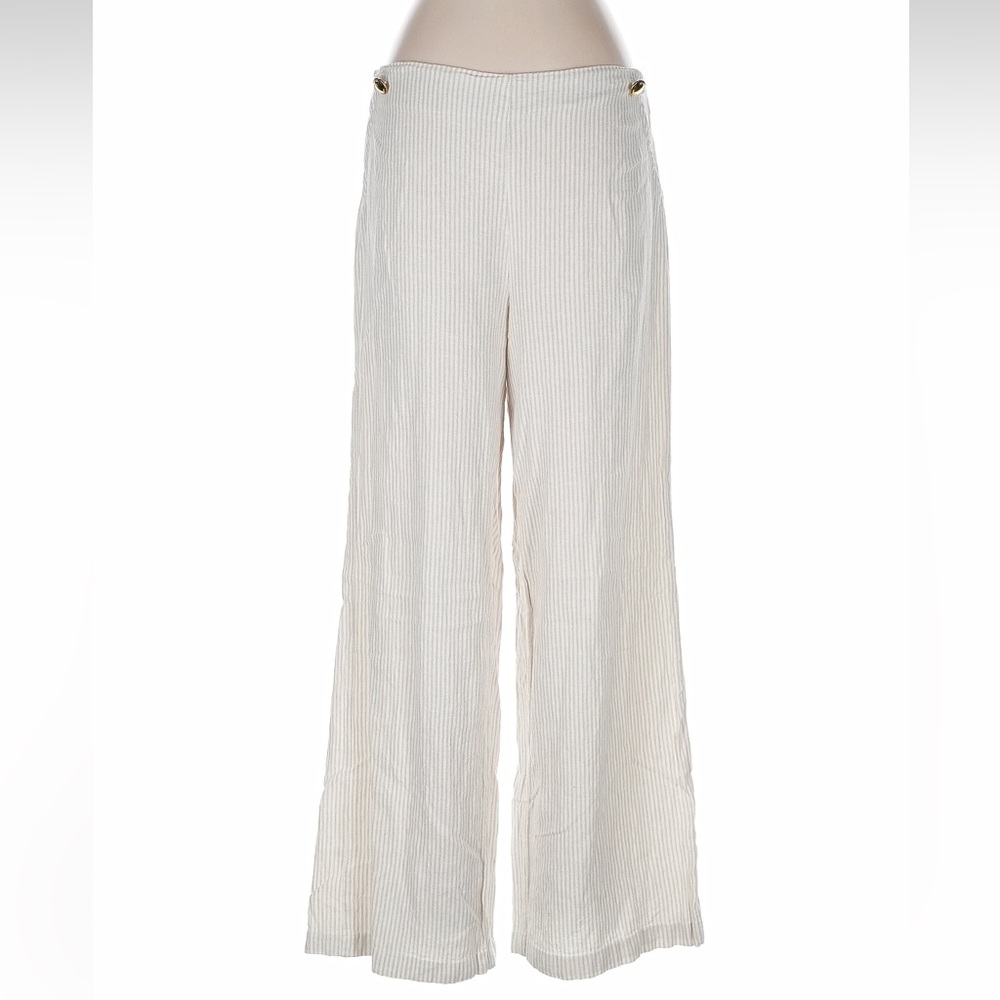 Michael Kors Linen Cream Wide-Leg Pants